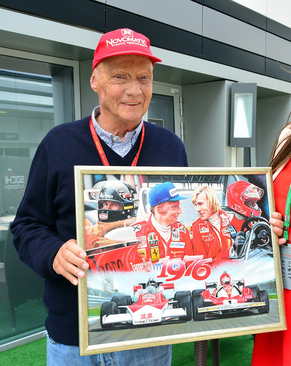 Мою картину подарили Ники Лауди. Спасибо Приморскому кольцу Примринг, Сергею Воробьеву и Татьяне Федорович за помощь в организации и вручению подарка. ГП Сочи. 01.05.2016