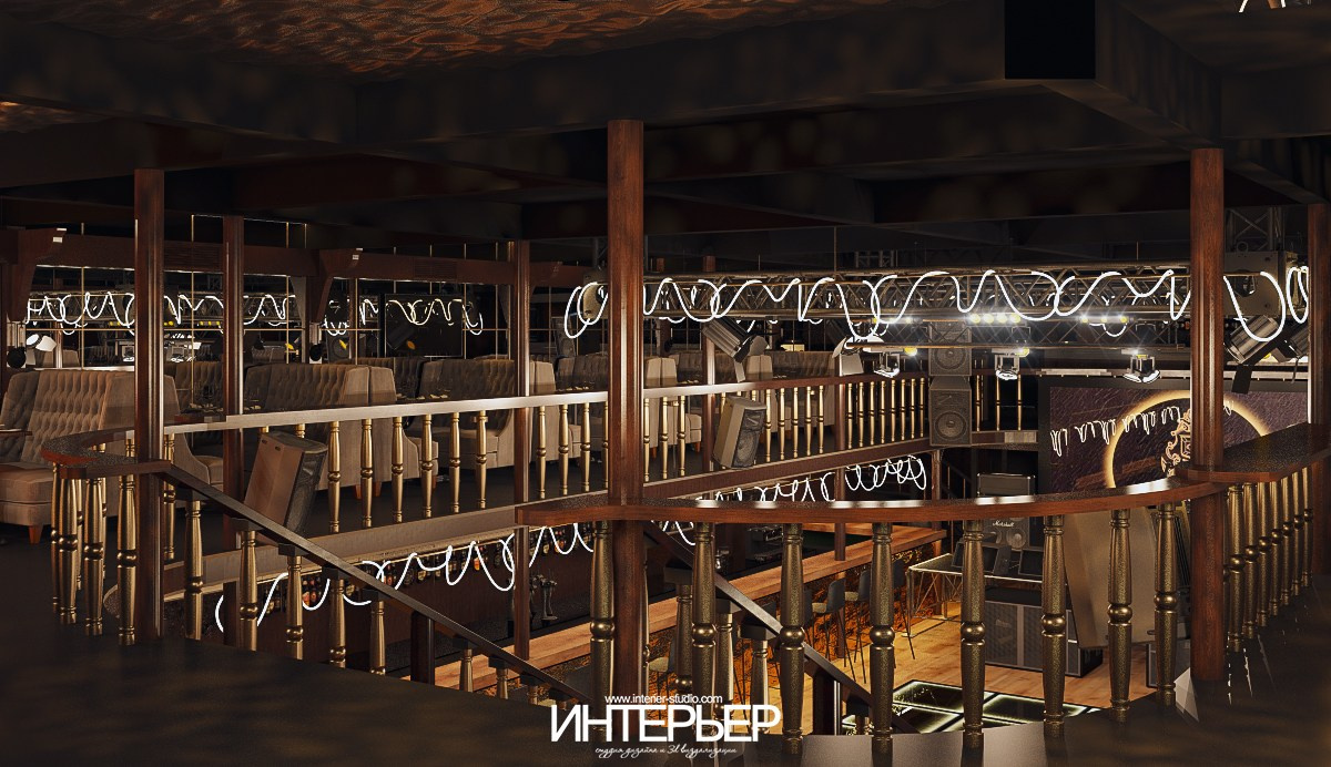 Ночной клуб на фрегате «Флагман», г. Великий Новгород. Дизайн интерьера, 3D визуализация и 3D моделирование. Создание проектов и чертежей. КМВ: Кисловодск, Пятигорск, Ессентуки и удаленно