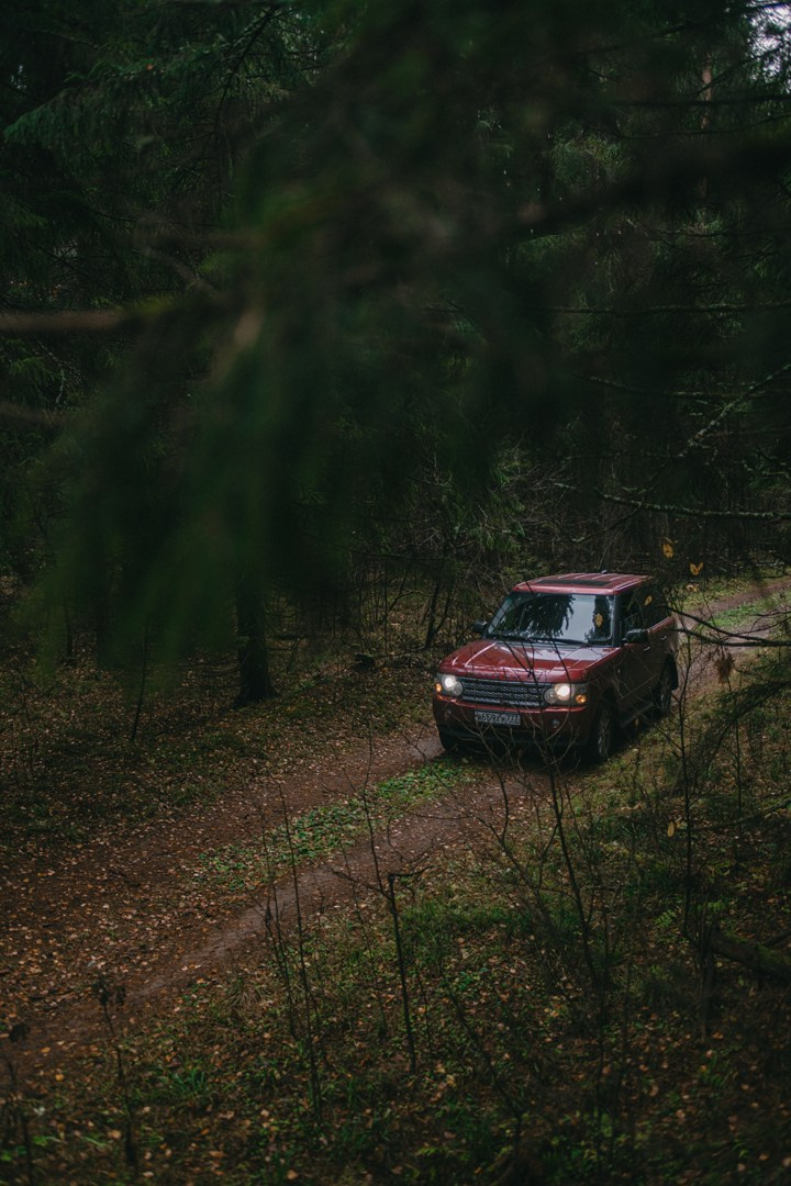 Фотосъемка джипа Range Rover в лесу. Жуков Илья  свадебный фотограф в Москве