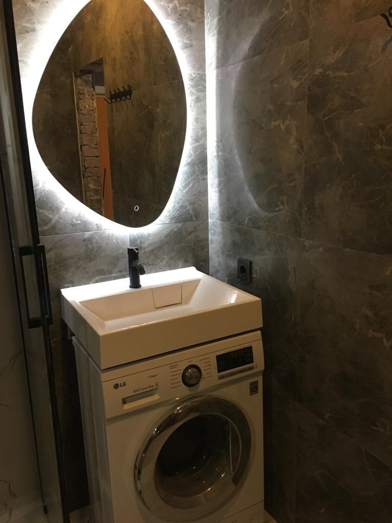 Ванная комната (ул. В. Сажинова д. 6/9). Ремонт санузла, туалета, ванной под ключ в Казани. Укладка плитки