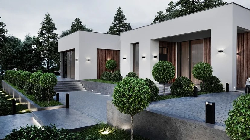 Дом в стиле минимализм в поселке Сукко с прекрасным видом на горы общей площадью 150 кв. м. Архитектор Вера Каракезиди