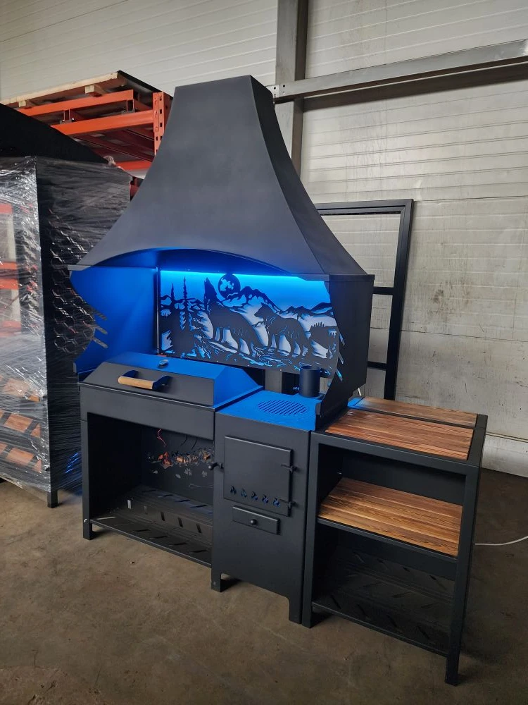 «ДЖЕТА» с расширенным вытяжным зонтом и светодиодной подсветкой. Купить / заказать мангал для дома в Краснодаре от производителя «Дарбин»