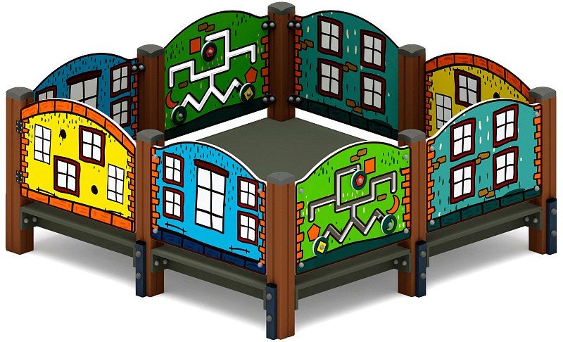 Манеж (Город) МФ 21.01.01-20 Габариты (ШхДхВ): 1950х1950х880 Зона безопасности, мм: 3950х3950