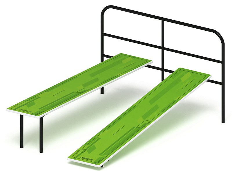 Скамья для пресса двойная (зеленый) - СО 2.40.04-02 Габариты (ШхДхВ): 2000x1590x1000 Зона безопасности, мм: 5000х4590