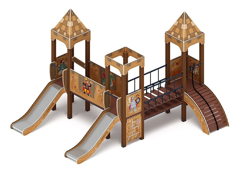 Королевство (Картонное) - ДИК 1.15.03-22 - Игровой комплекс H=900                                                                                                              Габариты (ШхДхВ): 4160х4760х2650                                                                                                                                                                       Зона безопасности, мм: 7160х8260                                                                                                                                                                          Скат горки: H=900 (металлический скат)
