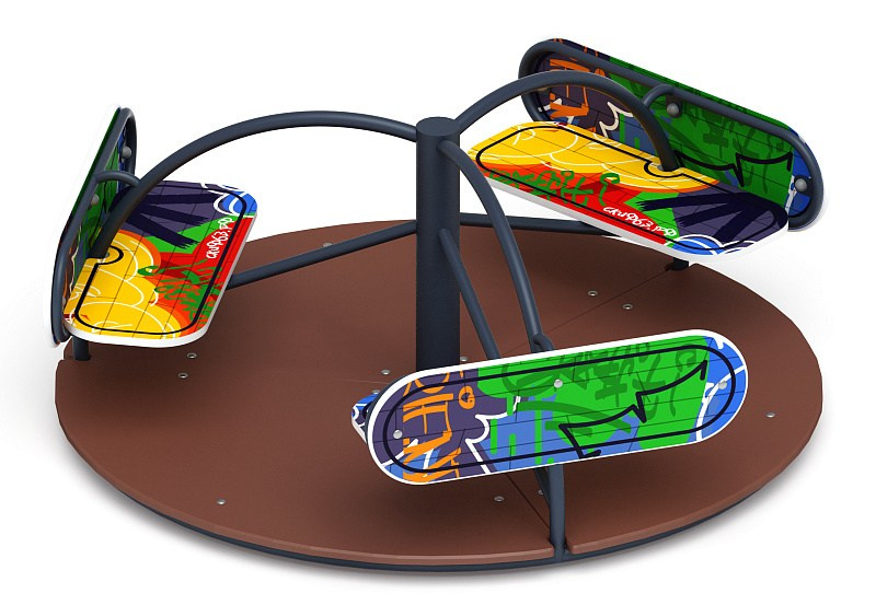 Карусель Солнышко (Граффити) - ИО 30.01.03-16.И1                                                                                                                                                                 Габариты (ШхДхВ): D=1600 H=700                                                                                                                                                                             Зона безопасности, мм: 5600х5600 D=5600                                                                                                                                             Возрастные ограничения весом не более 70 кг