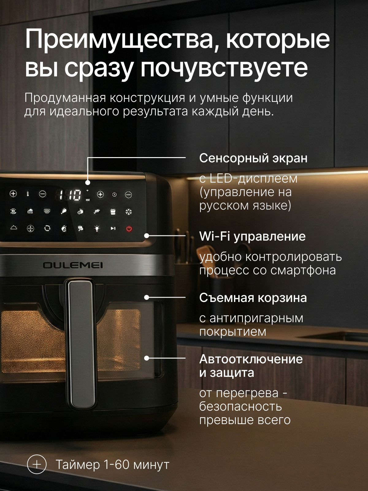 Аэрогриль. Инфографика | Визуальный нейромаркетинг | Дизайн карточек для маркетплейсов