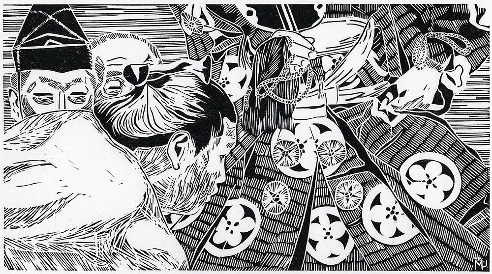 Серия линогравюр Grand Sumo Highlights  по мотивам турниров сумо. Авторская линогравюра, ручная печать на бумаге Ватман Гознак. 大相撲