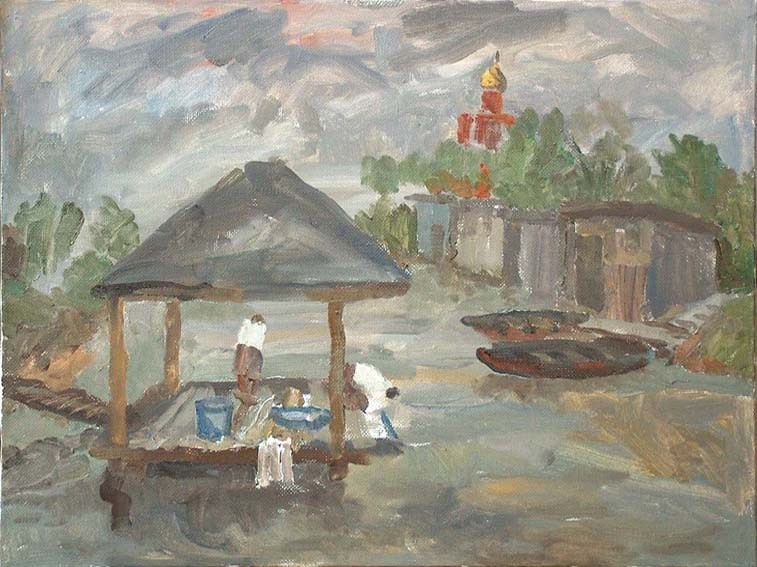 «Стирка на р. Трубеж» 2005 год. Художник Величко Вадим Семёнович