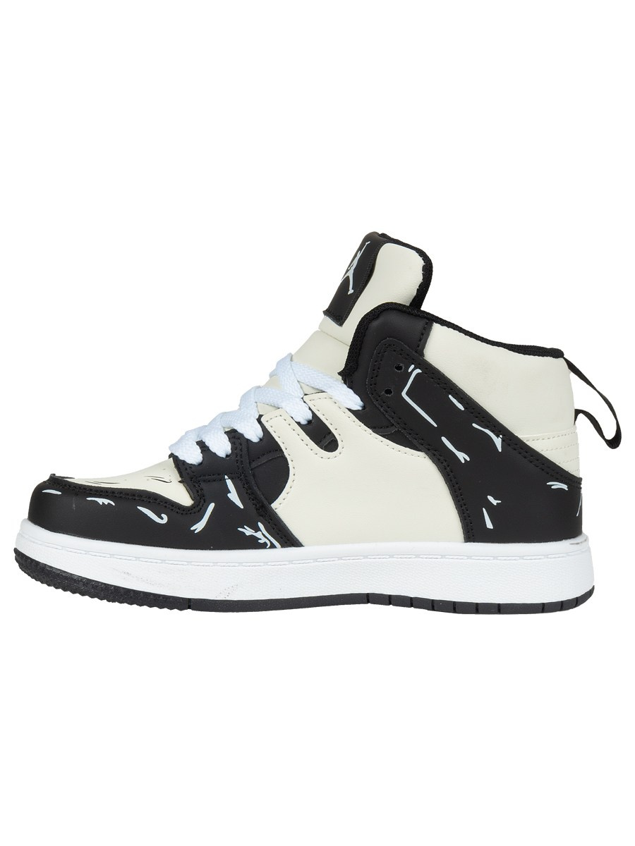 Кроссовки высокие, черно белые сбоку