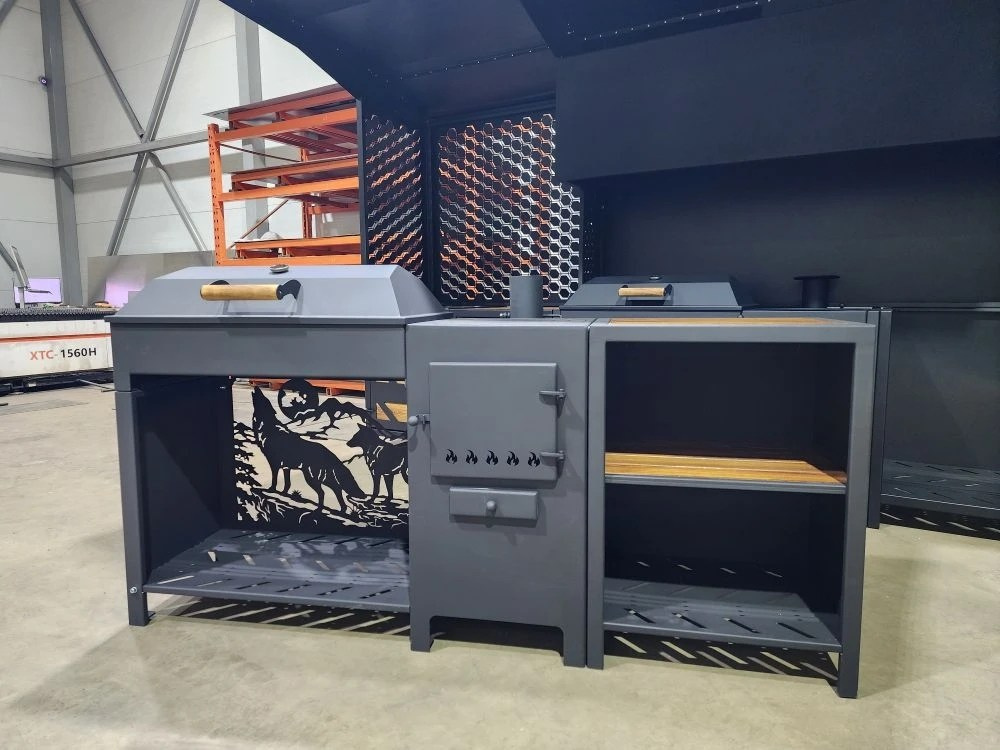 «ДЖЕТА» с печью под казан и смокер с реверсным движением жара. Купить / заказать мангал для дома в Краснодаре от производителя «Дарбин»