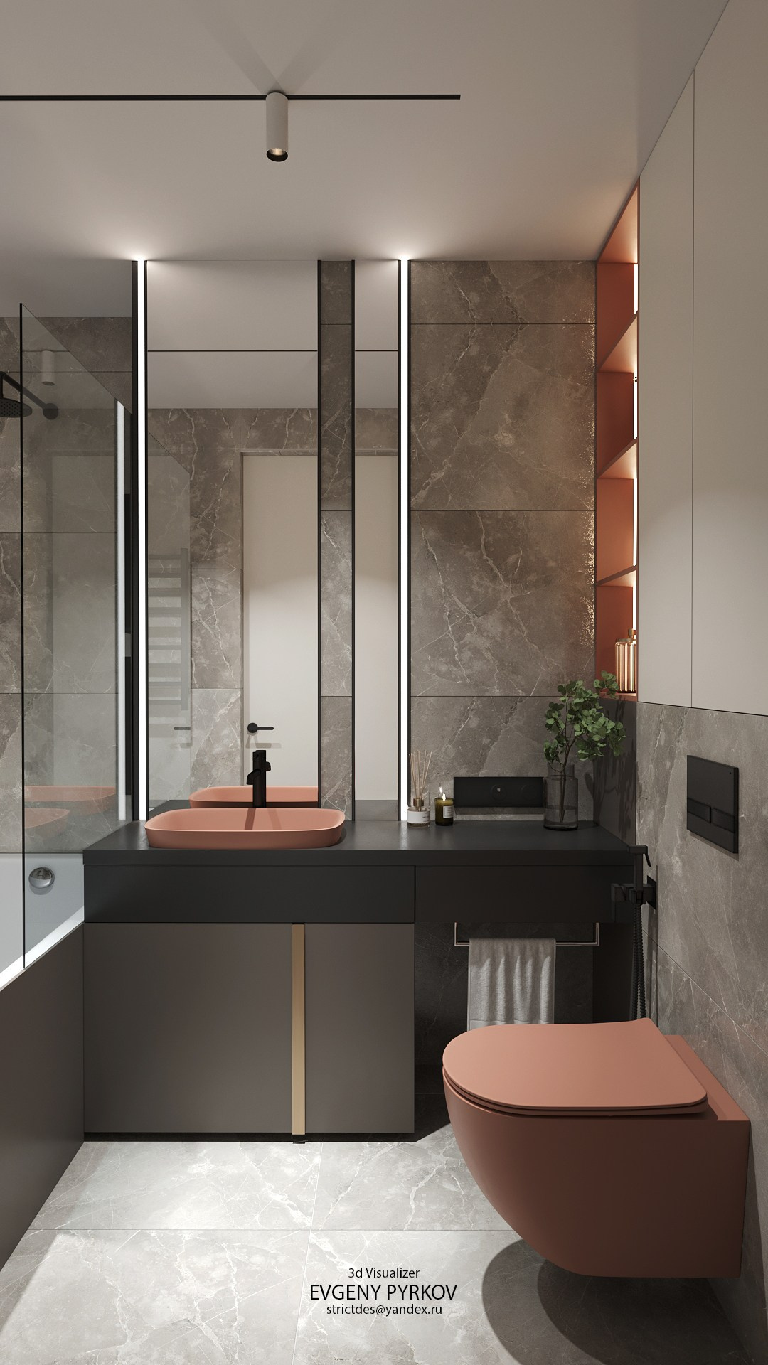 Санузел в квартире. Пермь. Клиент студия дизайна MariaArt. Евгений Пырков — 3d визуализатор интерьеров и экстерьеров России