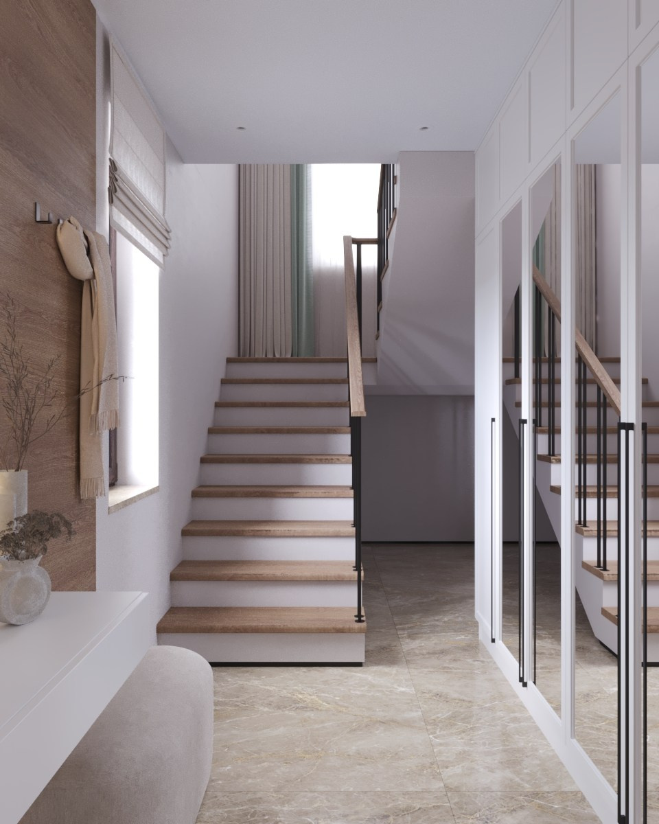 Визуализация прихожей в частном доме. 3D-визуализация интерьеров и мебели | Larionova.vis — для студий и дизайнеров