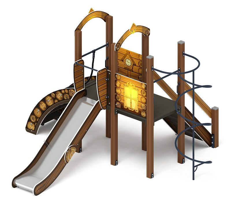 Играйте с нами (ЭКО) - ДИК 2.01.1.02-02 - Игровой комплекс H=1200                                                                                       Габариты (ШхДхВ): 4080x4210x2800                                                                                                                                                                     Зона безопасности, мм:  7580х7210                                                                                                                                                                        Скат горки: H=1200 (металлический скат)                                                                                                                                           Возрастные ограничения от 5 до 12 лет