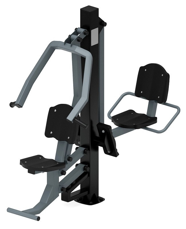 Жим ногами + жим от груди (серый) - Уличный тренажер - СТ 037-13 Габариты (ШхДхВ): 1850х910х1800 Зона безопасности, мм: 3210х2000 Оборудование предназначено для подростков в возрасте от 14 лет и взрослых, весом не более 100 кг.