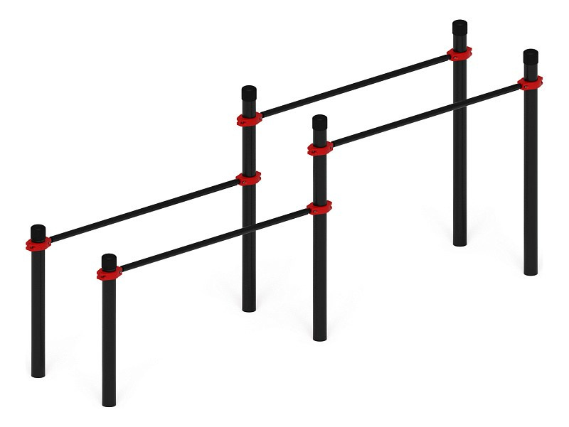 Воркаут 108 красный ВТ 12.25-01 Габариты (ШхДхВ):3760х740х1500 Зона безопасности, мм:6760х3740 Возрастные ограничения от 14 лет, весом не более 100 кг