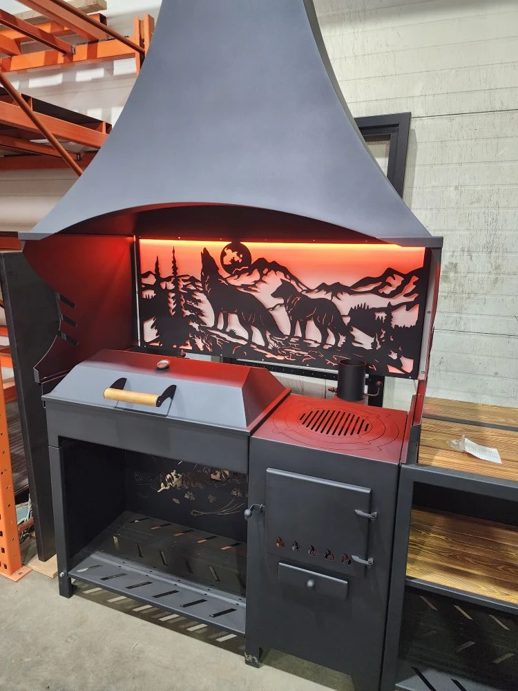 «ДЖЕТА» с расширенным вытяжным зонтом и светодиодной подсветкой. Купить / заказать мангал для дома в Краснодаре от производителя «Дарбин»