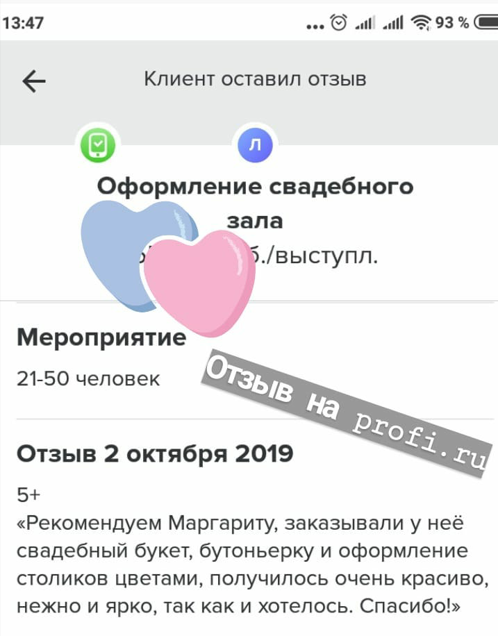 Отзывы. Флорист Маргарита Гладкова