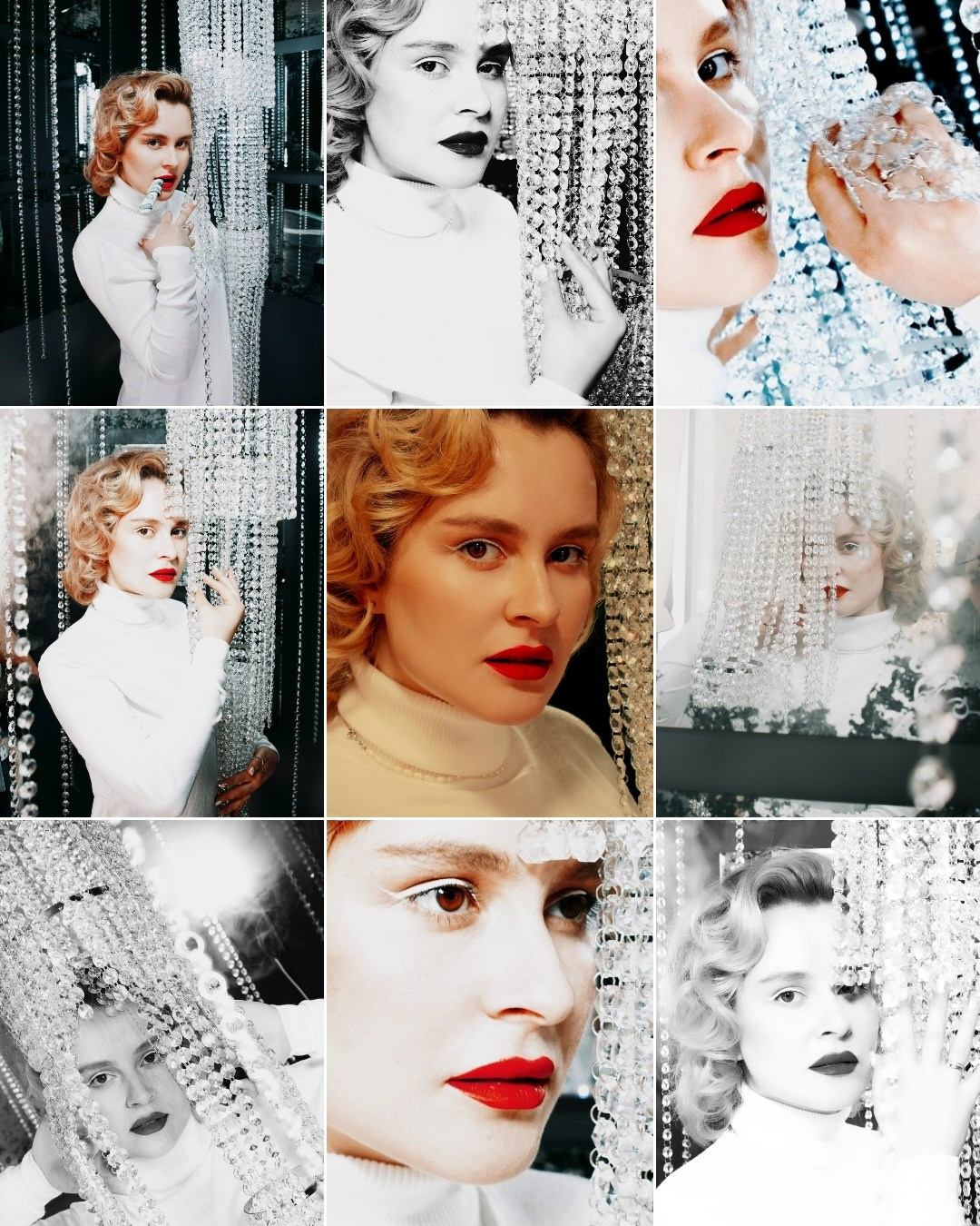 фото девушки с красной помадой в стиле Монро