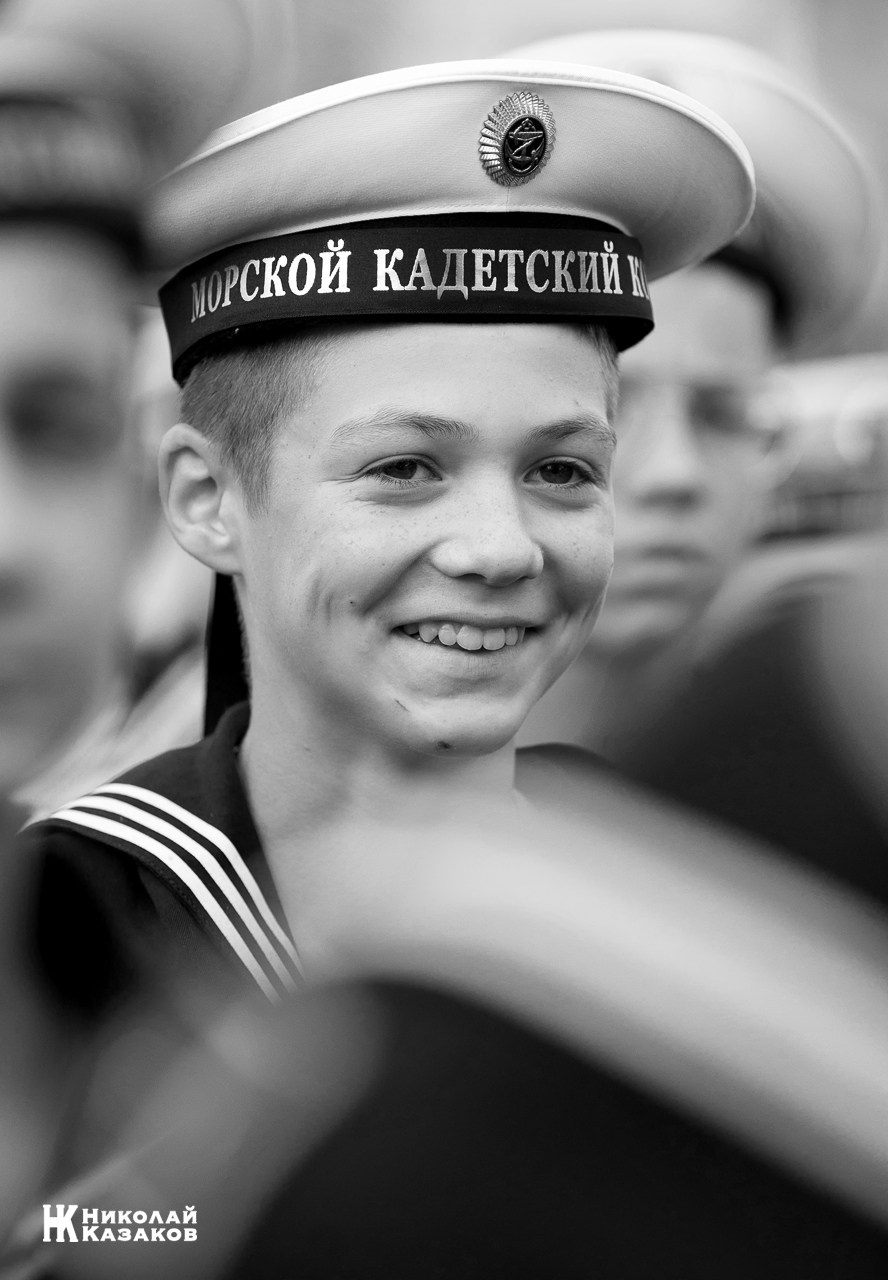 Черно-белый портрет воспитанника Кронштадского морского кадетского военного корпуса.