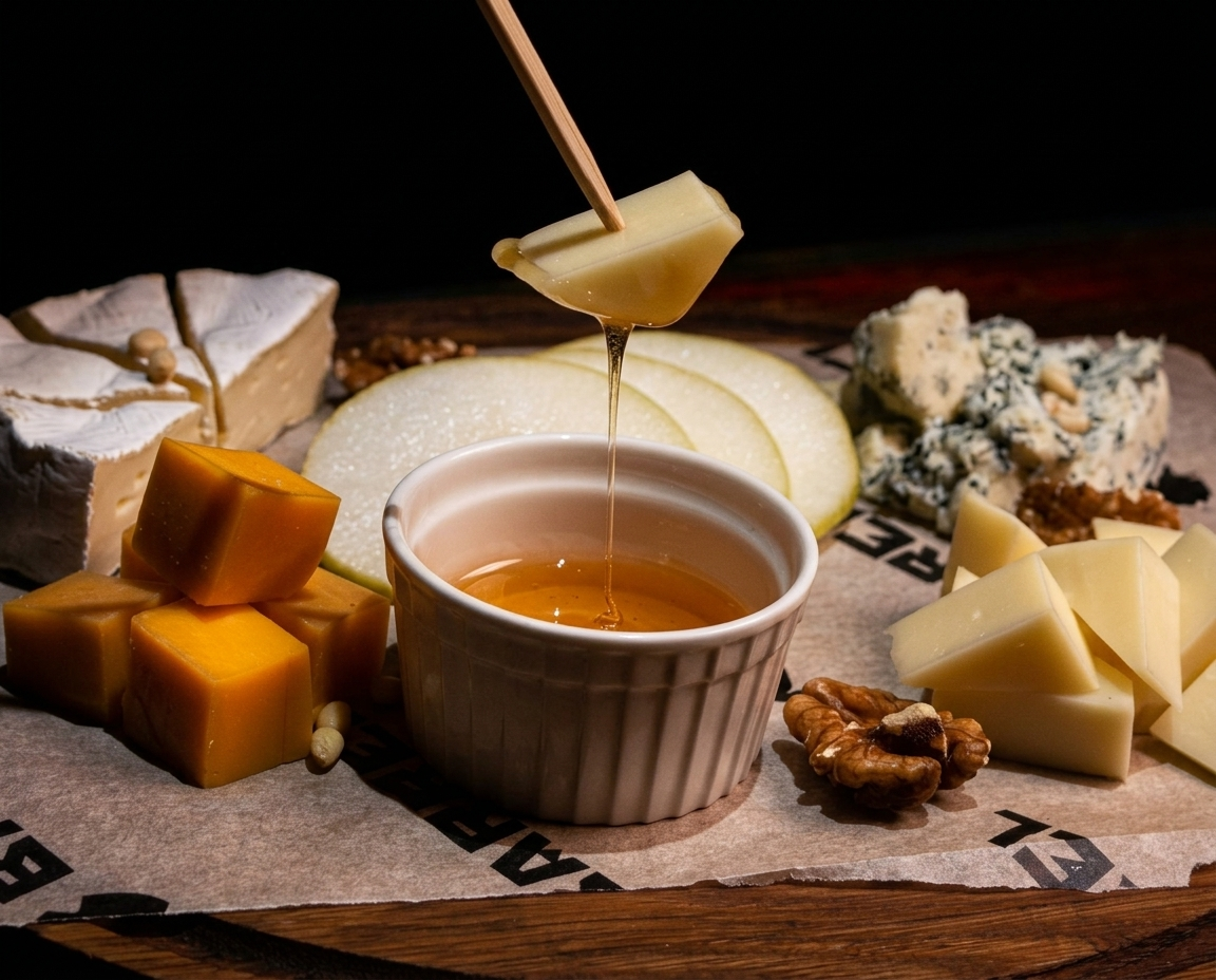 сырная тарелка с грецкими орехами и мёдом