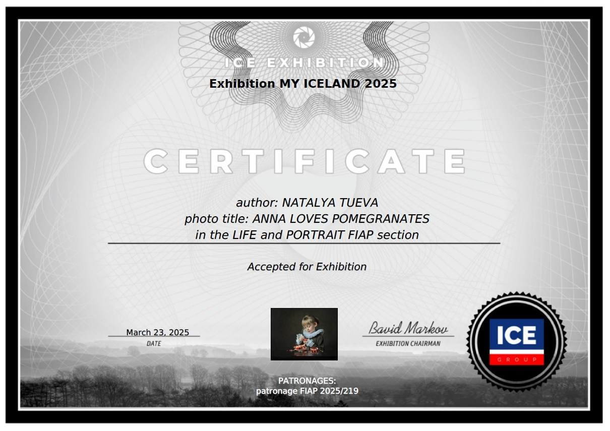 Дипломы и сертификаты. Фотограф Наталья Туева FineArt съёмка