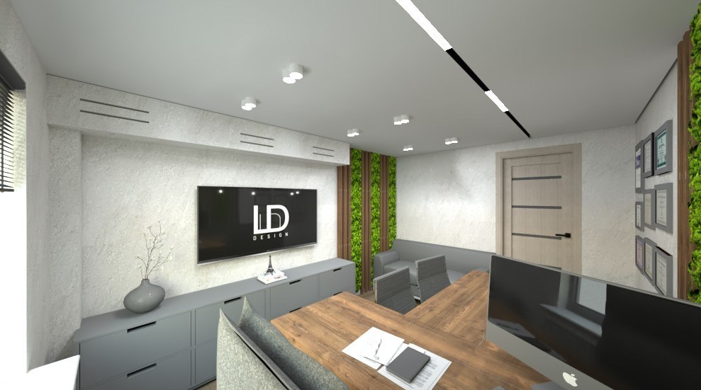 Дизайн интерьера офиса, рабочего кабинета, переговорной. Визуализация дизайн проекта. Услуги дизайнера интерьера в Челябинске, Екатеринбурге, Москве