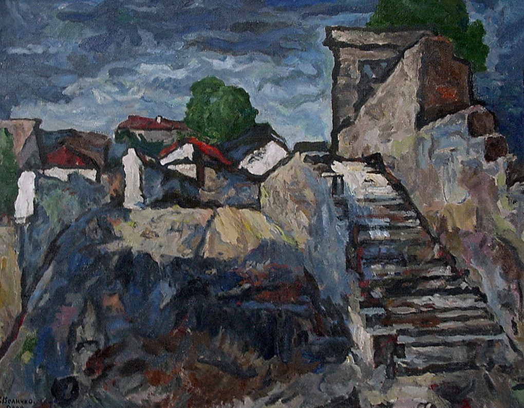 «Улица в Феодосии» 2000 год Собр. А.Миронова. Москва. Художник Величко Вадим Семёнович