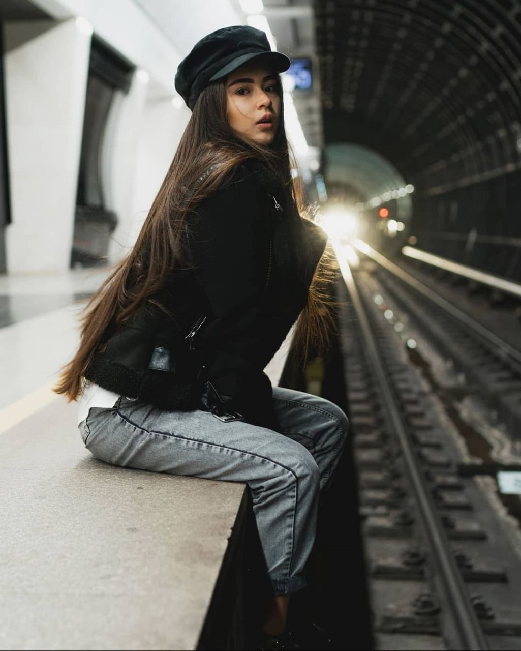Farida in the subway. New York photographer RINAT SHAHMETOV in New York city