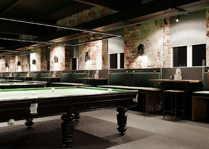 Бильярдный клуб «7не8». АННА ДРОЖИЛИНА дизайнер интерьера
