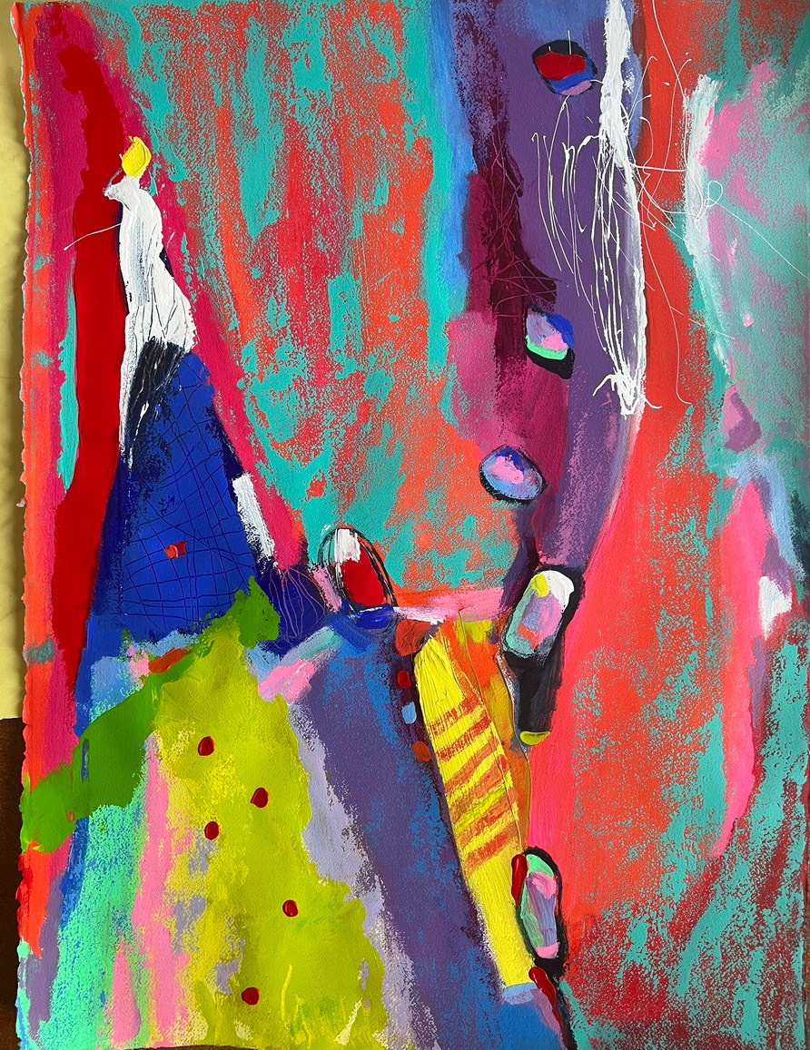 barcelona art City Light 57×77 cmTécnica: Acrílico sobre papel Abstracción en tonos intensos inspirada en la atmósfera luminosa de Barcelona Precio 250€ venda продажа картин барселона город арт абстракция