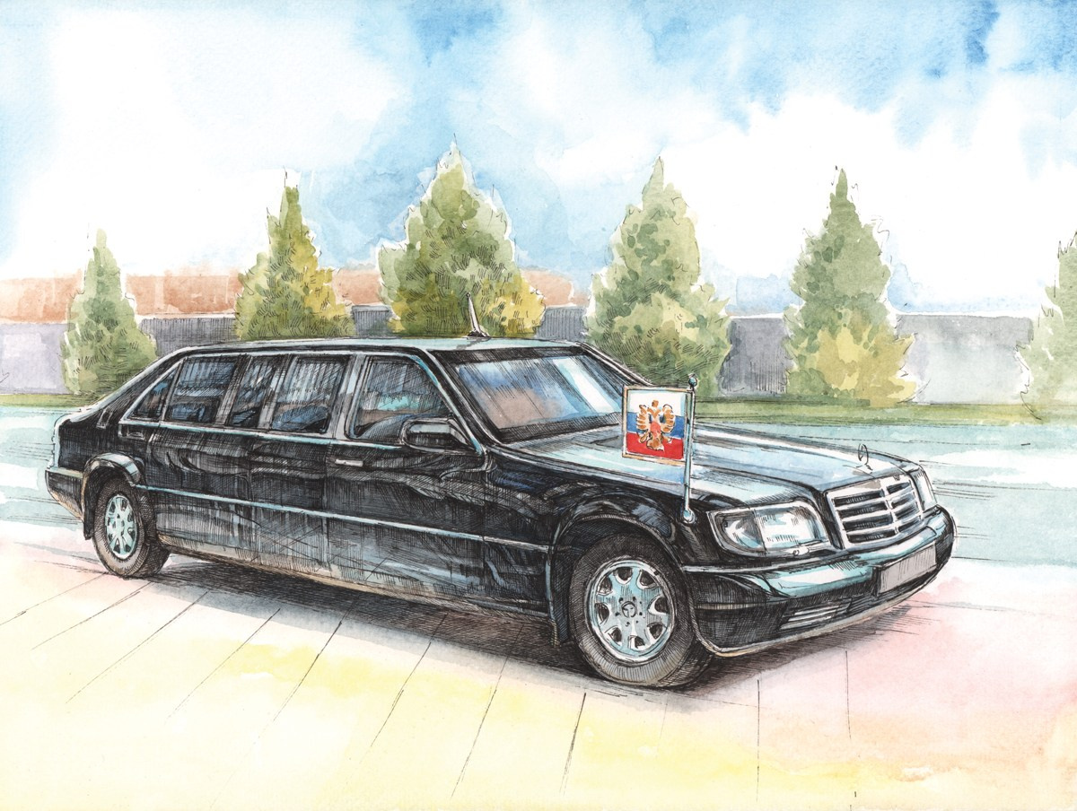 Автомобили Гаража Особого Назначения — работы для музея ГОН. Художник Александр Петрунин