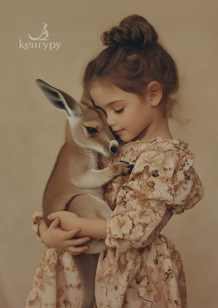 Открытка для магазина Кенгуру - идея, работа с ИИ