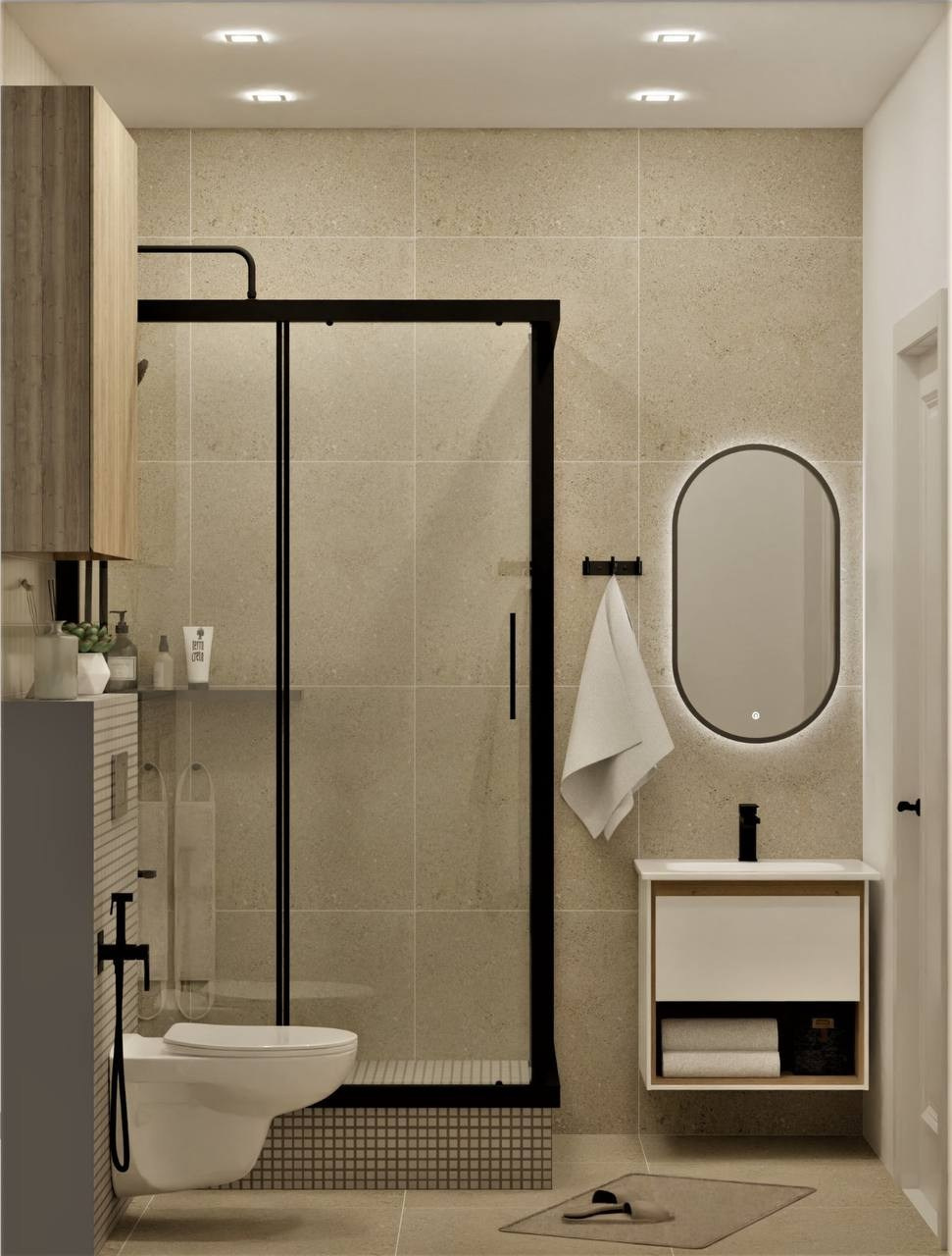 С монтажом инсталляции, гигиеническим душем и монтажом поддона.  