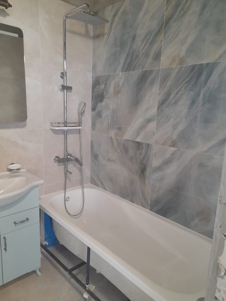 Ванная комната (ул. Михаила Миля д. 9). Ремонт санузла, туалета, ванной под ключ в Казани. Укладка плитки
