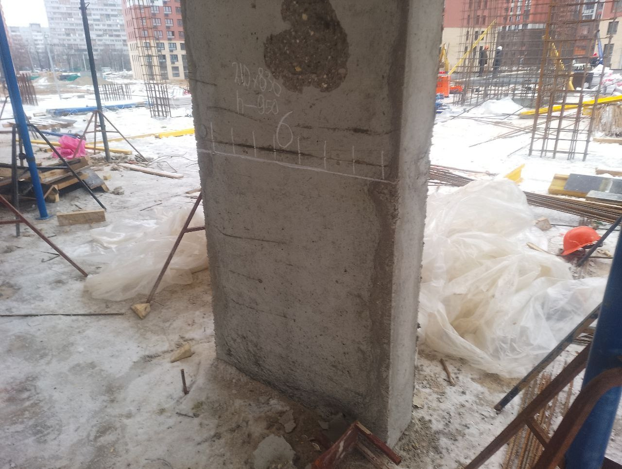 Определения параметров армирования пилонов и стен, толщиной 200 мм, строящегося здания детской дошкольной образовательной организации (ДОО). Ультразвуковое и георадарное обследование бетонных и железобетонных конструкций в Москве и МО