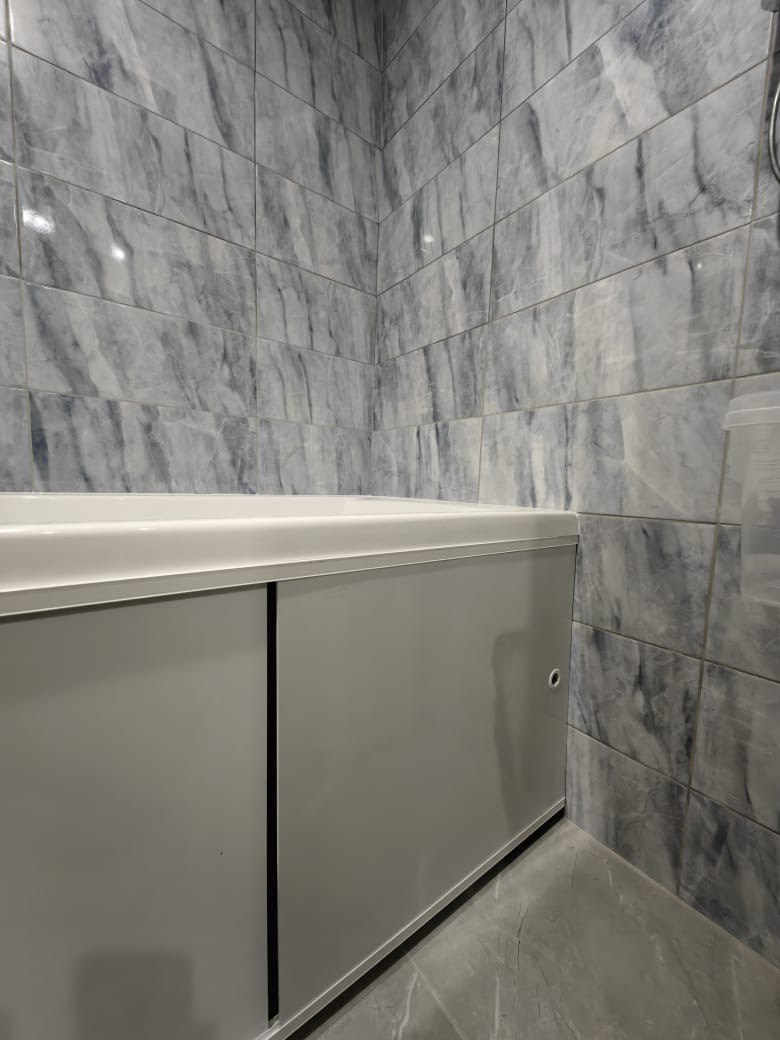 Ванная комната (ул. Ямашева д. 90). Ремонт санузла, туалета, ванной под ключ в Казани. Укладка плитки