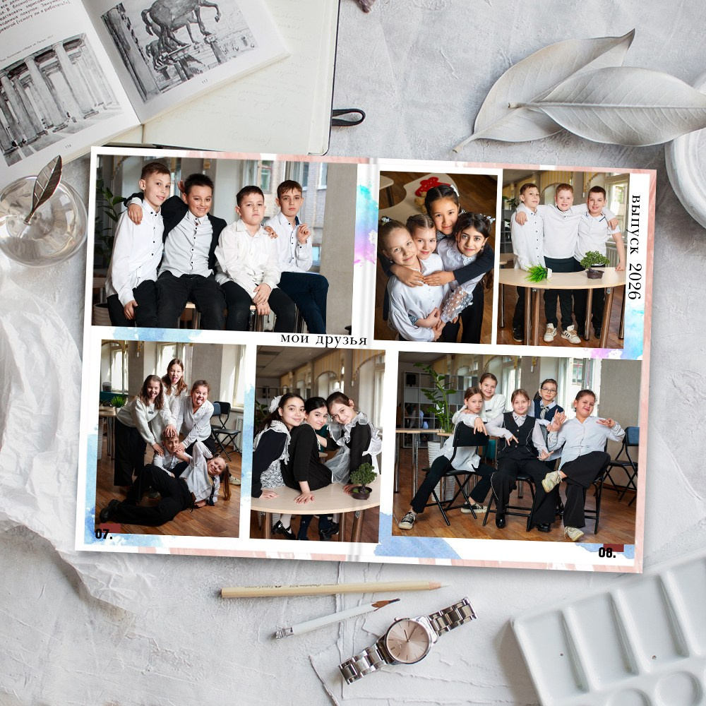 Выпускные альбомы в школу 4 класс  5 разворотов классик заказать  Иваново Ярославле Костроме Владимире. Выпускные альбомы в Иваново в детский сад и школу. Александр и Светлана Янкины