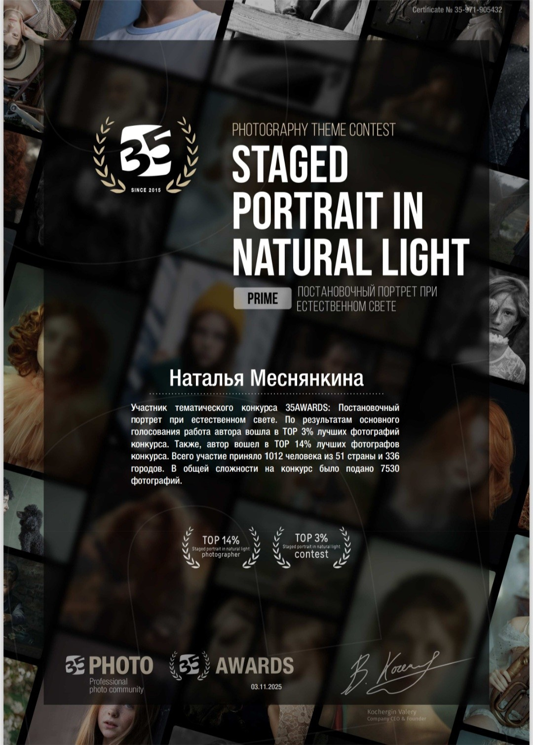 Достижения 35 AWARDS. Фотограф в Анапе Новороссийске Краснодаре Меснянкина Наталья