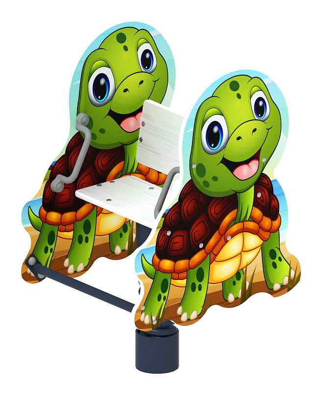 Черепашка - Качалка на пружине - ИО 22.01.12-И1 Габариты (ШхДхВ): 690х560х1020 Зона безопасности, мм: 2690х2560 Возрастные ограничения весом не более 70 кг