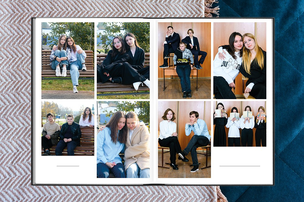 Выпускной альбом для 9 и 11 классов. Белый с цитатами. Студия выпускных альбомов Ольги Галкиной. Томск