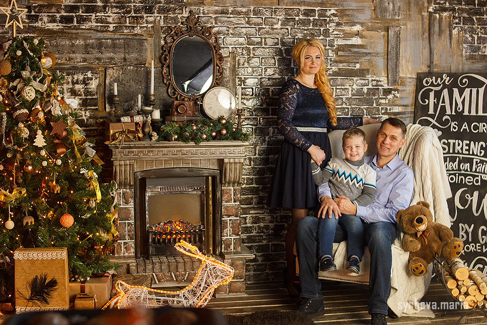 Семейная студийная новогодняя съёмка. Детский и семейный фотограф, фотограф мероприятий Нижний Новгород