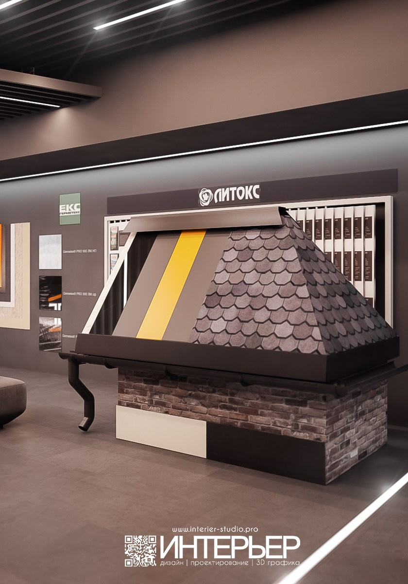 Шоу-рум салона по продаже строительных материалов «Mr. Prof». Дизайн интерьера, 3D визуализация и 3D моделирование. Создание проектов и чертежей. КМВ: Кисловодск, Пятигорск, Ессентуки и удаленно