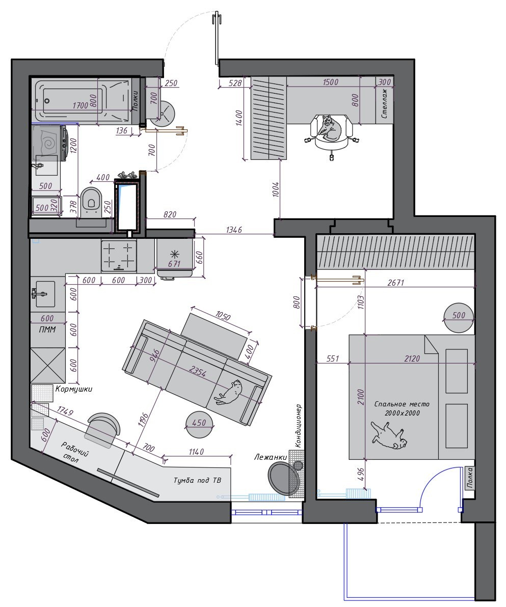 «Ретро», 50кв.м. Дизайнер интерьеров Olala interior design