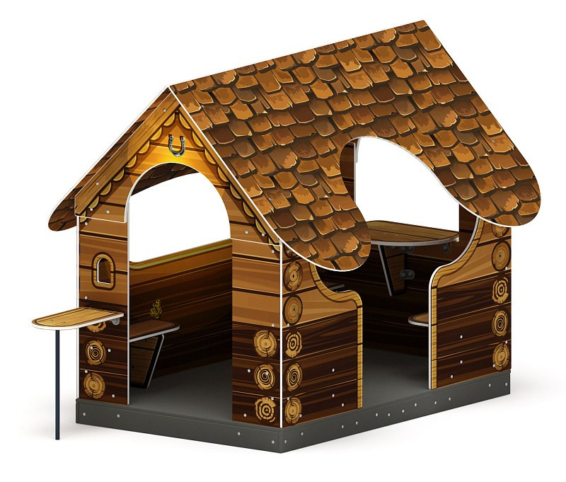 Домик мини тип 4 (Эко) - МФ 10.01.13-03 Габариты (ШхДхВ): 2400x1680x1720 Зона безопасности, мм: 3400х2680