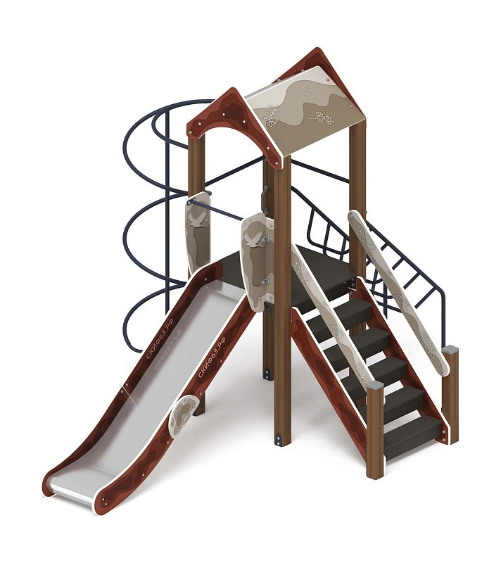 Играйте с нами (Алтай) - ДИК 2.01.1.04-04 - Игровой комплекс H=1200                                                                                       Габариты (ШхДхВ): 4260x2970x3000                                                                                                                                                                     Зона безопасности, мм:  7760х5970                                                                                                                                                                        Скат горки: H=1200 (металлический скат)                                                                                                                                           Возрастные ограничения от 5 до 12 лет