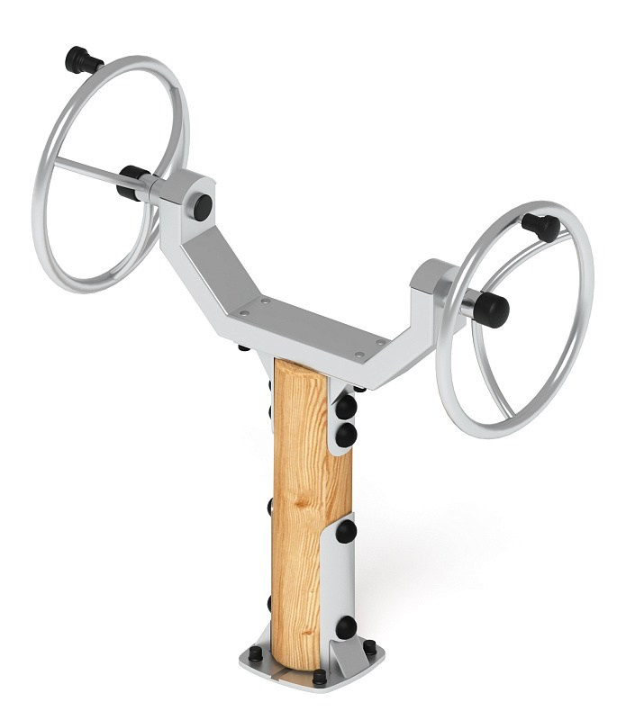 Тренажер рули (положение сидя) (лиственница) СТ 106-Л.И2 Габариты (ШхДхВ): 1230х500х1180 Зона безопасности, мм: 3460х2000 Оборудование предназначено для подростков в возрасте от 14 лет и взрослых, весом не более 100 кг.