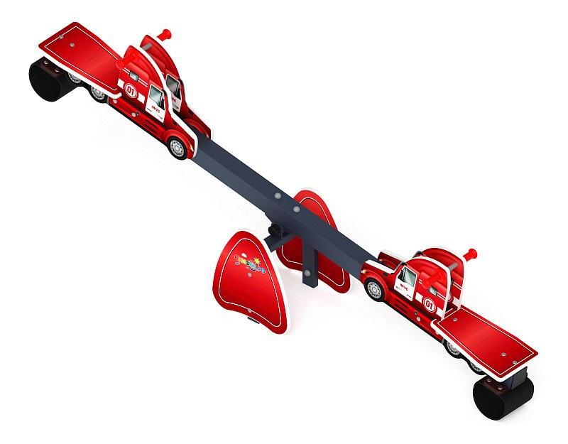 Качалка балансир Пожарная машина - ИО 21.М.03.01-01.И1                                                                                                                            Габариты (ШхДхВ): 2500x400x740                                                                                                                                                                        Зона безопасности, мм: 4500х2400                                                                                                                                                       Возрастные ограничения от 4 до 8 лет