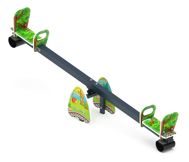 Качалка балансир со спинкой большой (Полянка) - ИО 21.М.01.05-02.И1                                                                                                                                    Габариты (ШхДхВ): 2800x400x750                                                                                                                                                                        Зона безопасности, мм: 4800х2400                                                                                                                                                       Возрастные ограничения от 4 до 8 лет