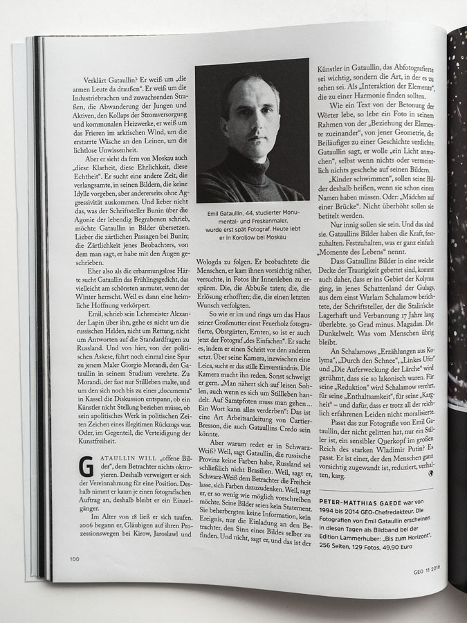 GEO Germany 11/2016 album. Emil Gataullin